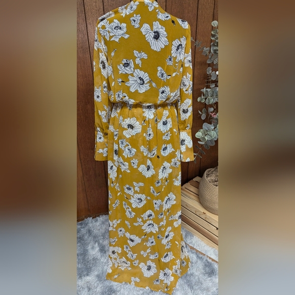 Miley + Molly Mustard Floral Walk-Thru Maxi Romper Boho Glam SZ M - Picture 2 of 13